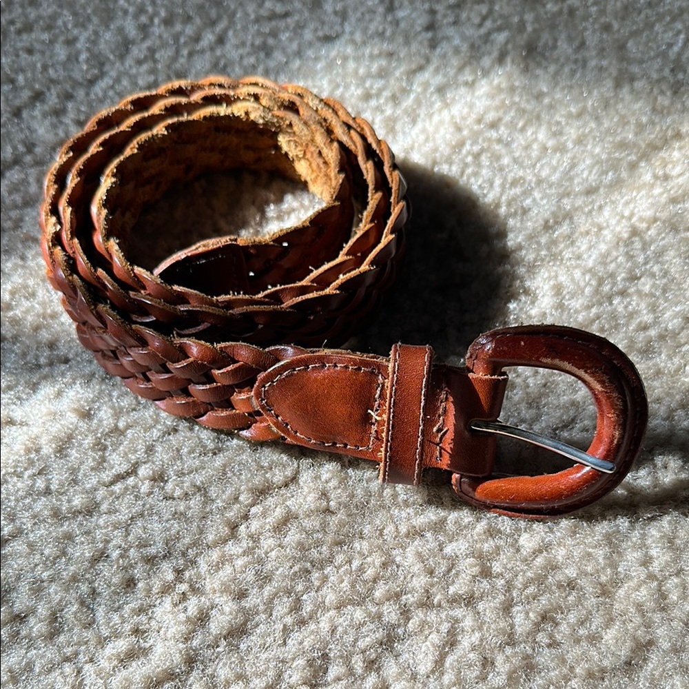 Brown Braided Leather Belt